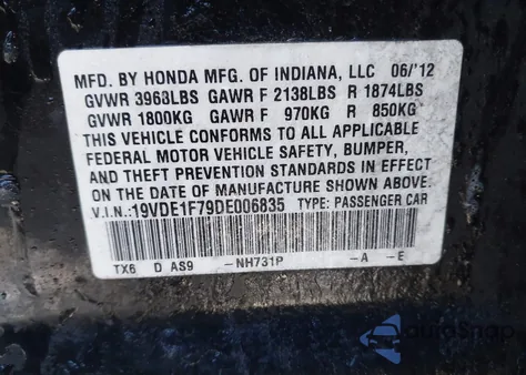 2013 Acura Ilx 2.0L from USA, damaged, VIN 19VDE1F79DE006835